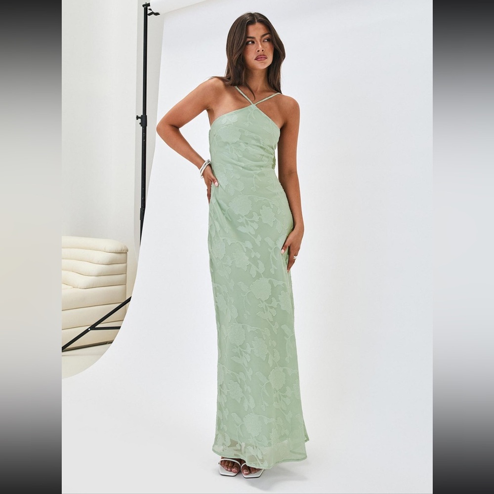 Princess Polly: Zoelle Halter Maxi Dress - Sage